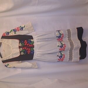 DIRNDL 3-pc Set Heavily Embroidered - Dirndl 7/8, Crop Blouse 10, Apron -  EUC
